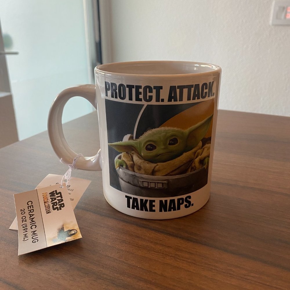 Baby Yoda “Protect. Attack. Take Naps” Mug NWT